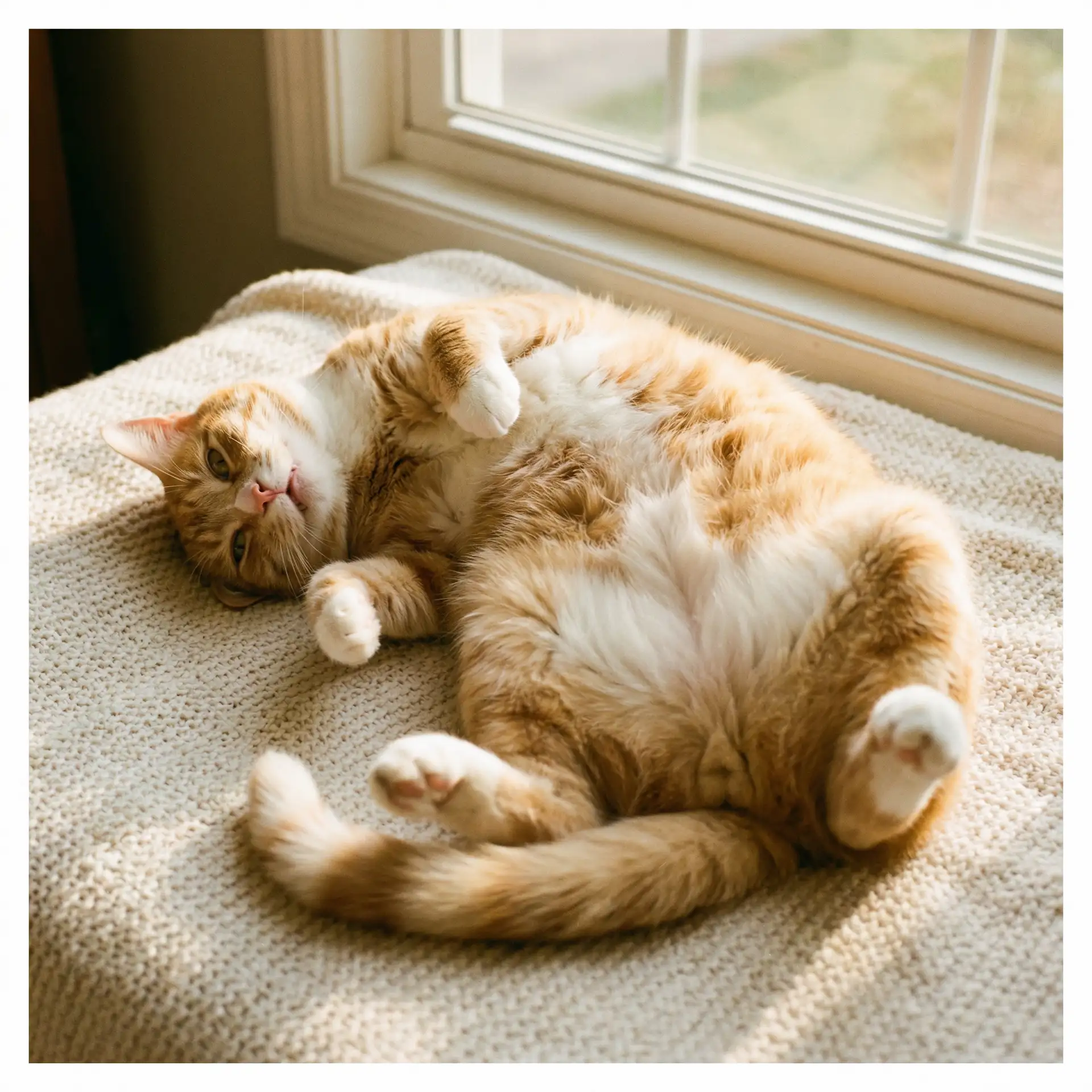 猫咪仰躺露出肚皮 - 翁熄性放纵交换